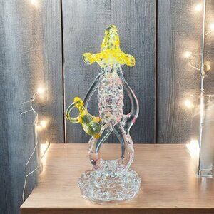 Vintage Blown Spun Glass Small Figurine Man Holding A Beer Bottle Drunk Person